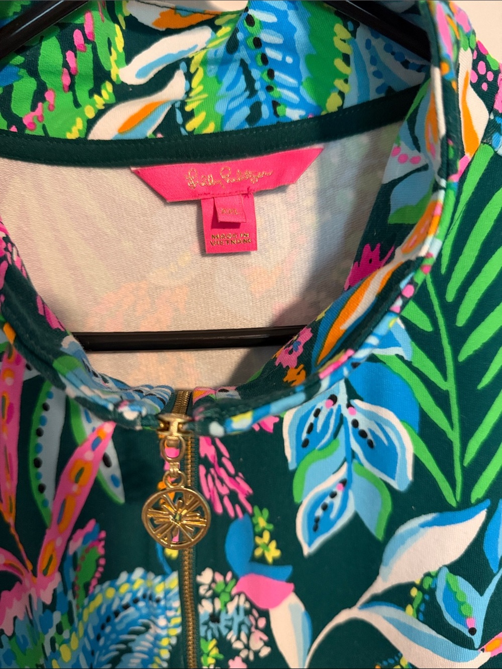 Lilly Pulitzer Navy Tropical-Print Zip Leona - Picture 2 of 3